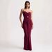 Women's Clothing Elegant European American Style Women's Dress Strapless Ruched Details Backless Long Design Cinched Waist_ecoleips.com