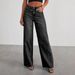 Women's Clothing Loose Wide Leg Side Seam Stitching Frayed Hem Jeans For Women 32150_ecoleips.com