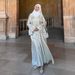 ST016 2025 New Arrival Women Clothing Abaya Fashion Glitter Cotton Muslim Two Piece Set_ecoleips.com