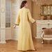 Modest Abaya Dress/Muslim Dress Women Elegant Dubai Abaya Dress With Floral Embroidery & Jacquard Detail, Long Sleeve Maxi Dress, Boho Ethnic Tunic_ecoleips.com