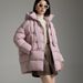 Premium Women's Long Down Coat With Detachable Hood, Warm Winter Jacket, Loose Fit, 95% Goose Feather Fill, Water-Resistant Nylon Shell_ecoleips.com