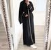 Verve New Muslim Women's Clothing Kaftan Stitching Edging Sequined Dress Solid Color Chiffon Robe_ecoleips.com