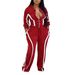 Women's Clothing Striped Cardigan Jacket And Straight Leg Trousers Two-Piece Casual Set Autumn Winter Long Sleeved_ecoleips.com