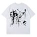 Retro Angel Print Short-sleeved Women T-shirt Summer Harajuku Casual Loose Cotton Oversize Women's T-shirts Female Clothing_ecoleips.com