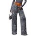 Glitter High-Waisted Straight Leg Pants With Drawstring - Stretchy Slim Fit Trousers For Women_ecoleips.com