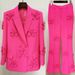 Women's Clothing Heavy Duty Three Dimensional Flower Elegant Double-Breasted Suit Set With 3D Floral Embroidery - Matching Blazer & Trousers_ecoleips.com
