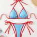 Women's Clothing Sexy Beach Bikini Houndstooth Tie Halter Neck Triangle Small Chest Cute Girl Swimsuit Female_ecoleips.com
