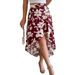 Elegant Floral Ruffle Midi Skirt for Women Asymmetrical Design Spring Summer Independent Clothing Website_ecoleips.com