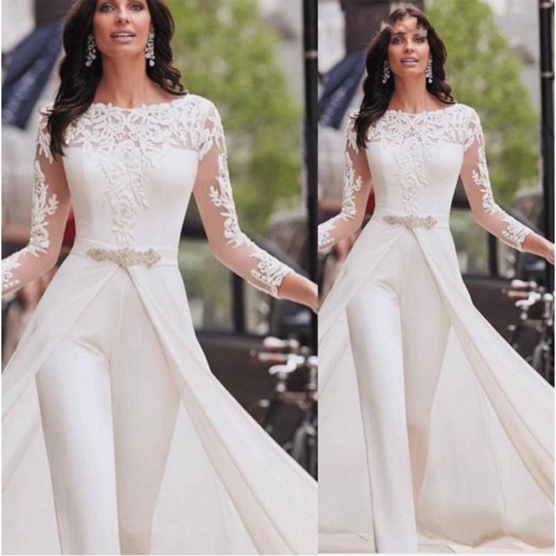 Women's Clothing Perspective Long Sleeved Lace Jumpsuit Windbreaker Two Piece_ecoleips.com