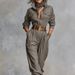 Linen-Blend Button-Front Jumpsuit With Pockets – Relaxed Long Sleeve Romper For Women (6 Sizes, Stone Grey)_ecoleips.com