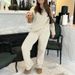 Women's Half-Zip Knit Sweater & Pants Set – Winter Casual Outfit (S-XXL) – Soft Polyester-Spandex Lounge Wear_ecoleips.com