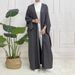 Muslim Dress Women Elegant Two-Tone Knit Muslim Dress – Turkish Dubai Style Long Sleeve Abaya_ecoleips.com