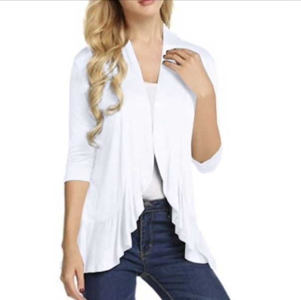Women's Solid Color Knit Cardigan Slim Fit Open Front Cover-Up White Wine Red Navy Lightweight Polyester Blend for Spring And Fall_ecoleips.com