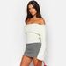 Women's Knitted Off-Shoulder Sweater Ribbed Long Sleeve Sexy Street Style Fashionable And Gentle European American Cross Border Clothing_ecoleips.com