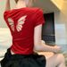Fashion Women T-shirt Short Sleeve O Neck Solid Slim Fit Ladies Crop Top Butterfly Hollow Backless For Casual Tops Summer 2024_ecoleips.com