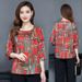 Printed Fashionable And Elegant Top Pullover, Mid-Sleeve 2026 Five-Sleeve Spring/Summer/Autumn Base Shirt For Moms_ecoleips.com