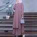 2025 Muslim Solid Color Women's Two-Piece Casual Loose Long Sleeve Wide-Leg Pants Set_ecoleips.com