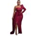 Verve 2025 Autumn Winter Women's Fashion New Single Shoulder Sequin Long Evening Dress_ecoleips.com