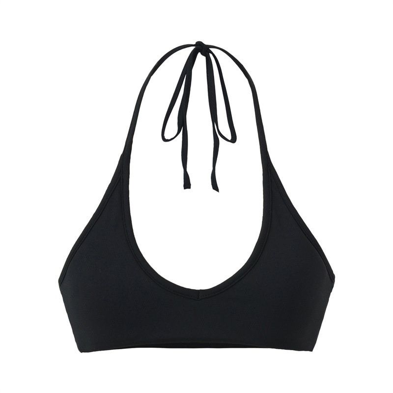 Hot Girl Ultra-short 2025 Halter Neck Tie-up Yoga Camisole For Women, European And American Style, Sexy Deep-neck Padded_ecoleips.com