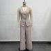 Women's Clothing Temperament Spring And Summer Thin Breathable V Neck Sleeveless Vest Trousers Slit Wide Leg Pants Suit 2 Pieces_ecoleips.com