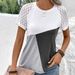 Aria Basics Aria Basics Cross-border European And American Women's Clothing, Summer Color-blocking, Round-neck Loose Short-sleeve Casual_ecoleips.com