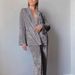 European And American Style Warm Comfortable Soft Gold Diamond Velvet Sleeve Long Pants Pajamas Two-Piece_ecoleips.com