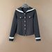 Navy Collar Slim Fit Women's Two-Piece Set – Autumn Long Sleeve Top & Trousers Outfit (S-XXL, Black/Beige)_ecoleips.com