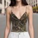 Women's Clothing Fashion High Street Retro Print V Neck Tide Leaf Camouflage Camisole Vest_ecoleips.com
