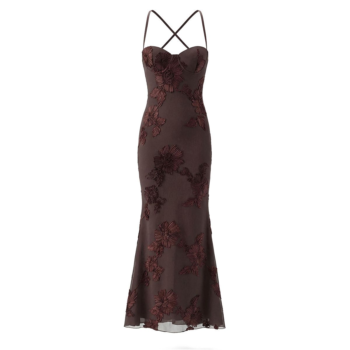 Elegant Bodycon Halter Top Dress European American Style High End with Three Dimensional Flowers Heavy Duty Herringbone Bra_ecoleips.com