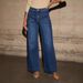 Aria Basics 2025 Spring High-Waisted Women's Jeans Slimming Wide-Leg Retro Style Straight-Leg Pants Distressed_ecoleips.com