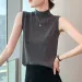 2026 Worsted Pure Wool Women's Autumn And Winter New Half-high Collar Short Slim Fit Inner Base Sweater Sleeveless Vest Women_ecoleips.com