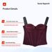 Burgundy Velvet Fishbone Corset, Vintage French Style, Beautiful Back Camisole, Pure And Sexy, With Side Breast Support,_ecoleips.com