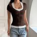 Foreign Trade European And American Y2K Hot Girl Button Slim Fit Short Sleeve Tank Top Women's T-Shirt 2026_ecoleips.com