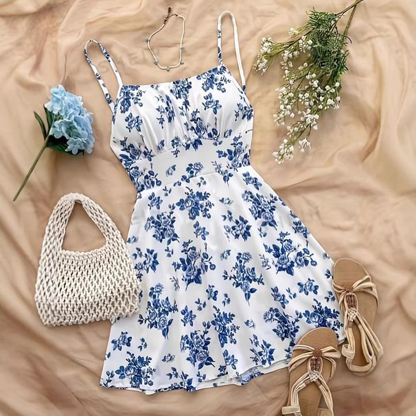 Women's Slimming Floral Camisole Dress Sleeveless European And American Style Independent Store Cross Border 2025_ecoleips.com