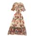 Women's Clothing Niche Hepburn Style Skirt New Contrast Color Bow Tie Collar Short Sleeve Slim Embroidered Flower Dress_ecoleips.com