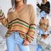 Ins Style Autumn Winter New Rainbow Striped Casual Loose Sweater Women's Fashion_ecoleips.com