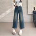 Loose Wide-Leg Jeans 2025 Spring And Autumn High-Waisted Pear-Shaped Body Slimming Cropped Straight Pants For Petite_ecoleips.com