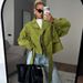 European And American Women's Clothing 2026 Autumn New Fashion Stand Up Collar Tied Waist Short Windbreaker Jacket_ecoleips.com