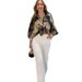 Women’s Clothing Summer New Print Elegant Sexy V Neck Top + Trousers Two Piece Set_ecoleips.com