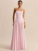 Mozision Off-shoulder Strapless Sexy Maxi Dress Women Elegant Halter Sleeveless Backless Pleated Ruched Bodycon Club Party Dress_ecoleips.com