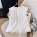 Summer New Women's French Style round Neck Pleated Shirt Youthful Small Flutter Sleeves Unique Design Trendy Top_ecoleips.com
