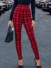 Women's Clothing High Waisted Plaid Leggings For Women Casual Stretch Skinny Jeans Pencil Pants Outerwear Popular_ecoleips.com