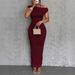 Cute Stylish Water Ripple Off Shoulder Dress For Women_ecoleips.com