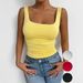 Summer Essential Sleeveless Crop Top For Women - Stretchy Square Neck Ribbed Vest | Lightweight Breathable Fabric_ecoleips.com