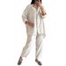 Women’s Clothing Summer New Women's 2 piece Set Large Size Cotton and Linen Shirt Set High Waist Loose Trousers_ecoleips.com