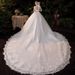 New Style Wedding Dress Elegant Train Long Sleeves Simple Forest Style Conceals Thick Arms Petite Figure TD68_ecoleips.com