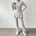 Voya Women's Simple Lazy Style Fashion Set Autumn/Winter Home Solid Color Comfort Two Piece Set_ecoleips.com