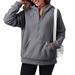 Autumn/Winter Women's Half-Zip Hoodie With Fleece And Oversized Colorful Hoodie_ecoleips.com
