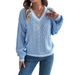Color Matching V-neck Twist Lantern Long-sleeved Sweater Women's Clothing_ecoleips.com