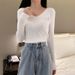 Women's Slim Fit V-Neck Long Sleeve Knit Sweater - Soft Stretchable Pullover Top For Autumn Winter Layering_ecoleips.com
